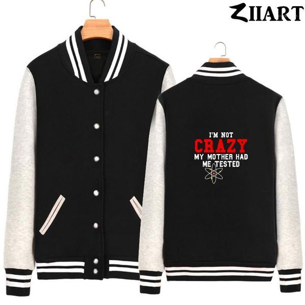 

tbbt quotes i'm not crazy my mother had me tested atom man boys full zip autumn winter fleece baseball jackets ziiart1, Black;brown