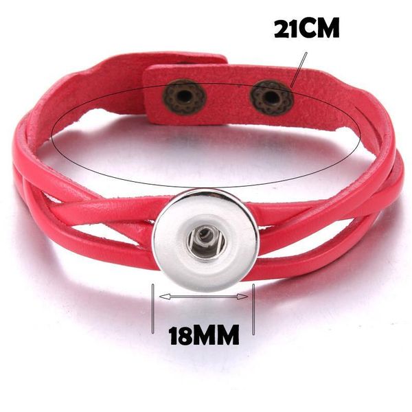 

21cm adjustable snap jewelry bracelet vintage weave real leather bracelet fit 18mm snap button jewelry for wo bbyulk, Golden;silver