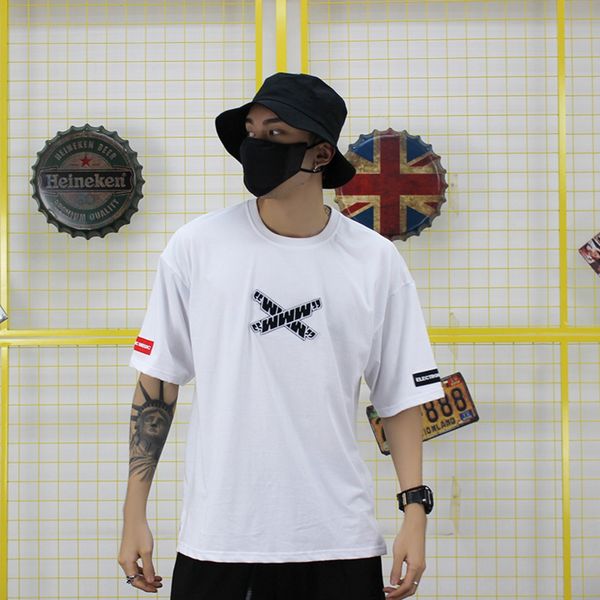 

улица хип t- ниже пакет ниже packagehop рэпа рыхлого quarter sleeve t-shirt универсального нижней рубашки студент верхней половины рукав vg3, Blue