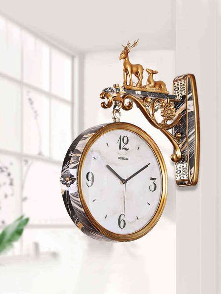 Luxo Moda Relógio De Parede Silencioso Design Moderno Minimalista Nórdico Relógio de Parede Dupla Room Reloj de Pared Home Decor DF50WC H1230