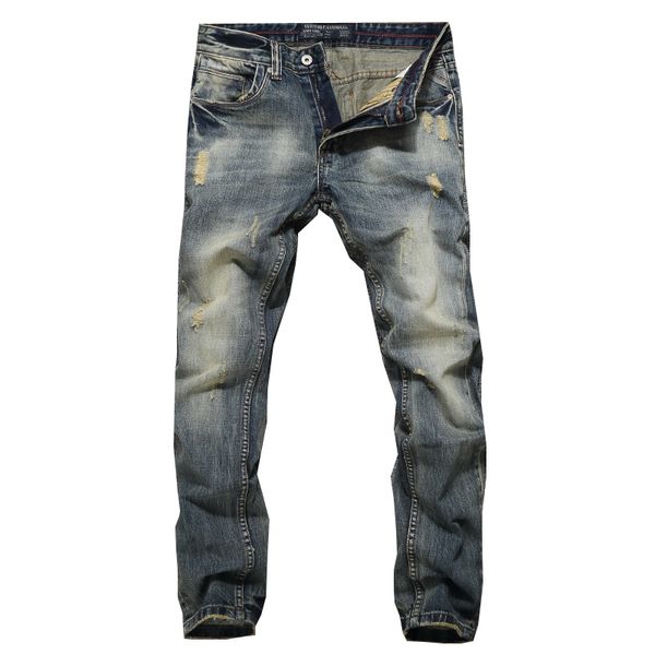 

2021 new new fashion vintage retro-designer thin cotton fit classic denim jeans redl, Blue