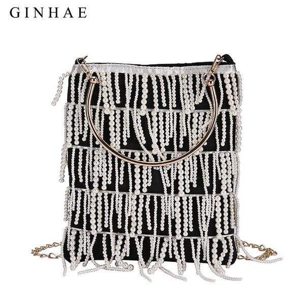 

fashion pearl tassel women handle bags ladies evening clutch bag small chain shoulder crossbody bags for women wedding purse