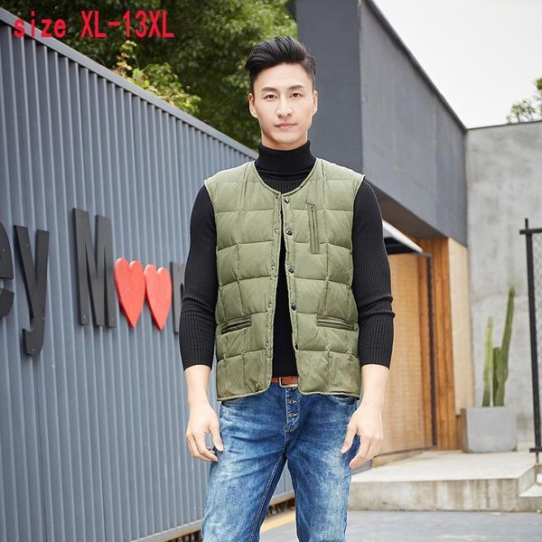 

new extra large yards men waistcoat warm down feather vest white duck down casual sleeveless plus size -8xl9xl10xl11xl12xl13xl1, Black