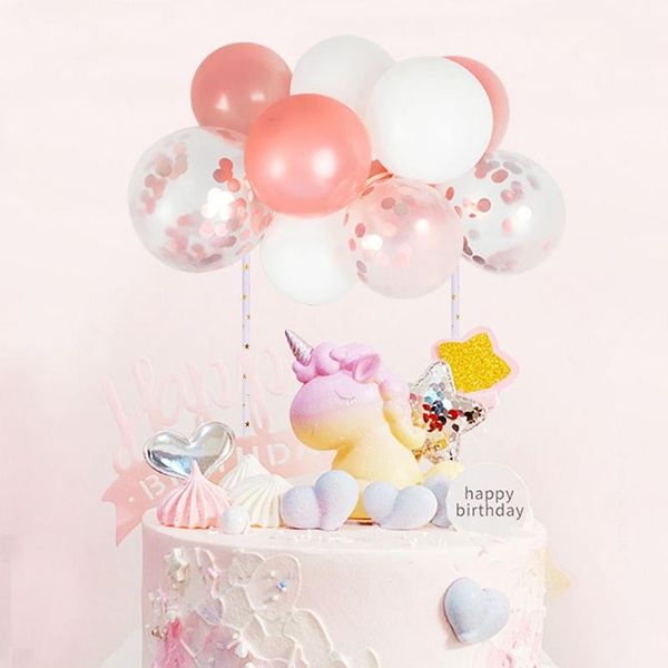 

10pcs/set 5inch balloon cake er birthday party decorations kids rose gold balloon cake ers baby shower wedding decor