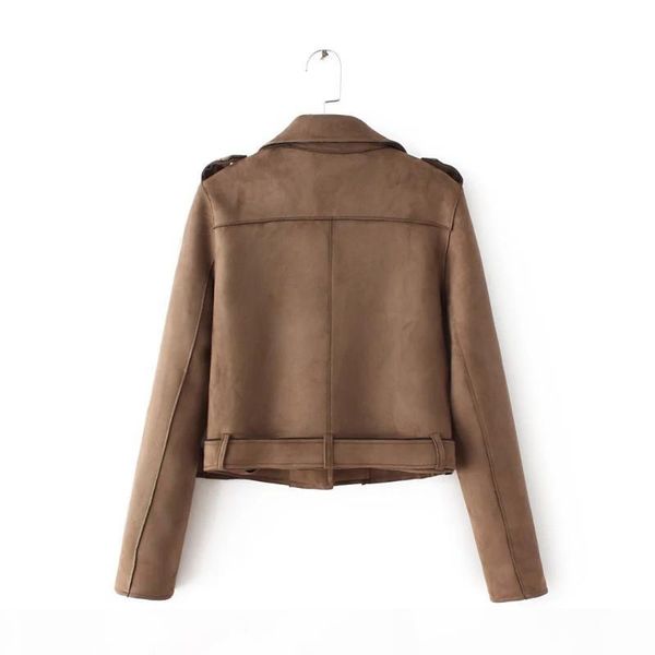 

faux suede pu leather jacket women 2020 autumn winter zipper motorcycle short coat female casual long sleeve vintage clothing, Black;brown
