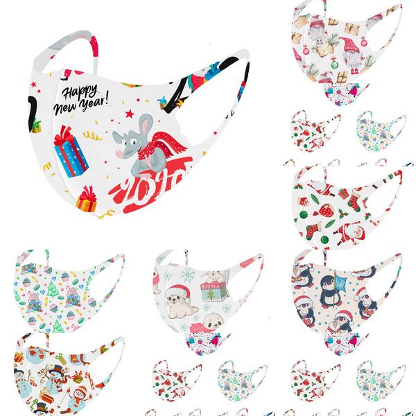 

breathable christmas ice silk mask for kid washable mouth cover comfortable soft protective face masks xmas party pptcp3