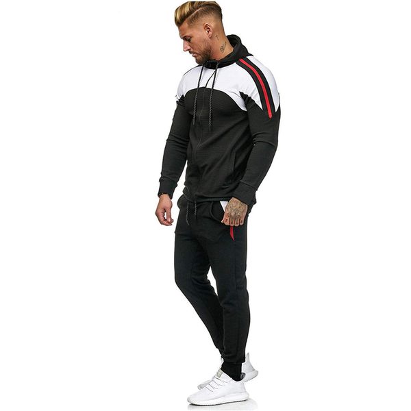

mens tracksuit autumn gradient zipper print sweatshirt pants sets sport suit set casual fashion style, Gray