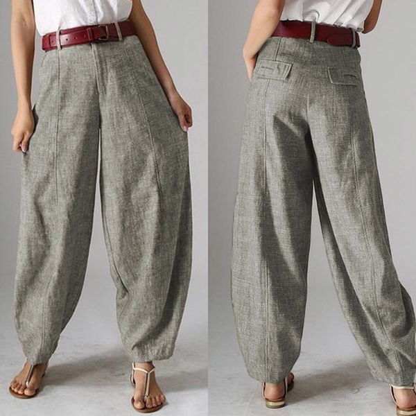 

casual baggy harem pants women's autumn trousers zanzea vintage front zipper pantalon plus size cropped pant woman palazzo y200114, Black;white