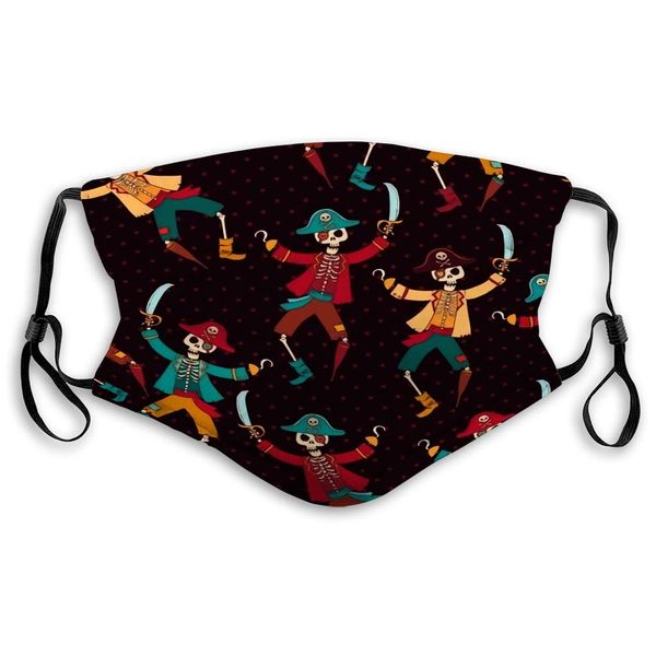 

face mask mouth cover reusable mask skeleton pirate cartoon style character