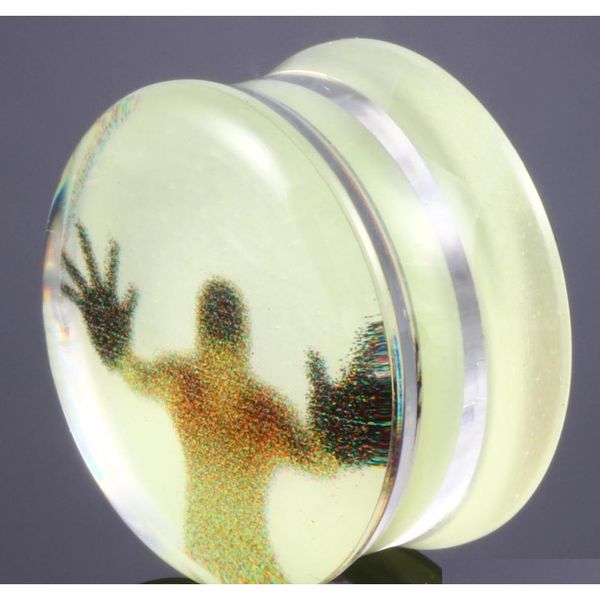 

2pcs acrylic glow in the dark earrings green ear plugs and tunnels flesh tunnels gauges ear expander body jllzzk yy_dhhome, Silver