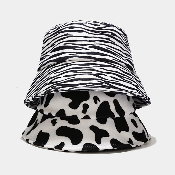 

new foldable hat womens thick wool cow pattern warm cap winter autumn cap ladies fashion clothes outdoor sun protection fisherman hats