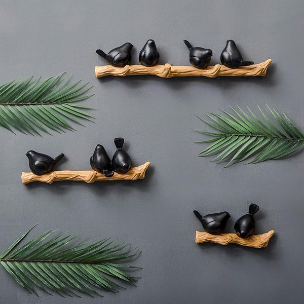 

3d northern europe bird hook hanging clothes hook hanging creative room wall keys rack on the door key wallet hooks