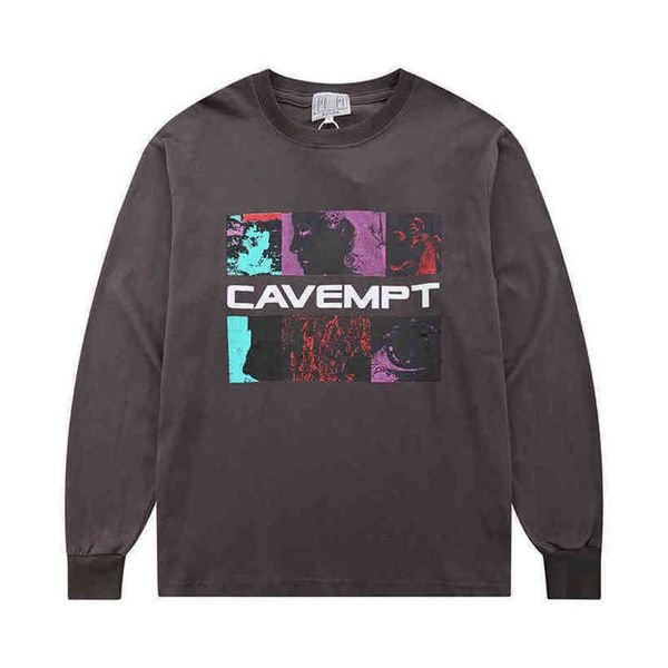 

21ss 1:1 washed long sleeve printing hoodie hip hop men women versatile cavempt hoodies, Black