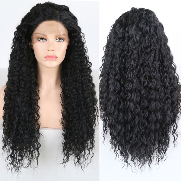 

costume accessories black wig kinky curly wigs with baby hair synthetic lace front wig high temperature fiber wigs for black women, Silver