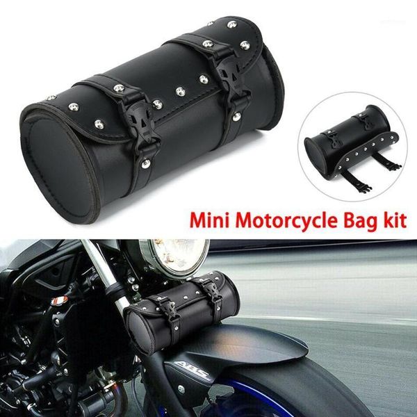 

motorcycle cruiser tool bag fork barrel shape handlebar front fork bag black1