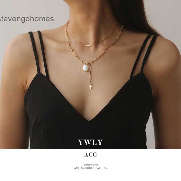 

cool thick necklace chain baroque with shaped pearl wind adjustable net red jewelry, Silver