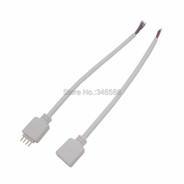 

5pcs/lot rgb 4pin 4 pins female or male connector cable with 15cm white wire cord cable connector for rgb led strip light