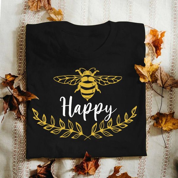 

sport be happy bee print blouse summer short sleeve loose ladies casual couple shirt fashion women 100% cotton short sleeve & tee