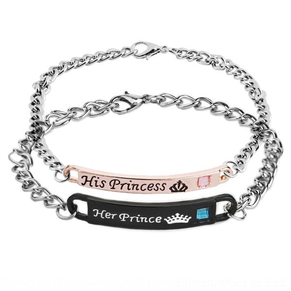 

iixad letter her his prince couple's letter her sj0cp bracelet his prince crown couple's bracelet crown, Golden;silver