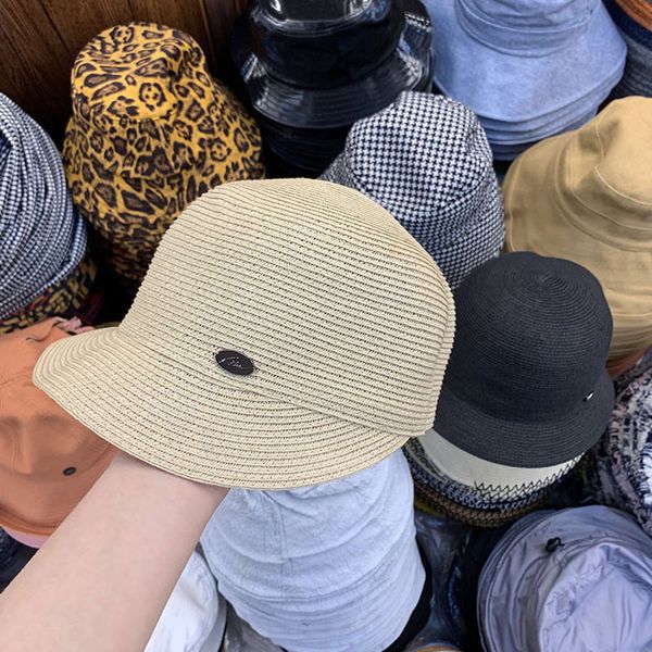 

eaves short chic temperament thin paper braid summer cap versatile outdoor travel shade straw hat, Blue;gray