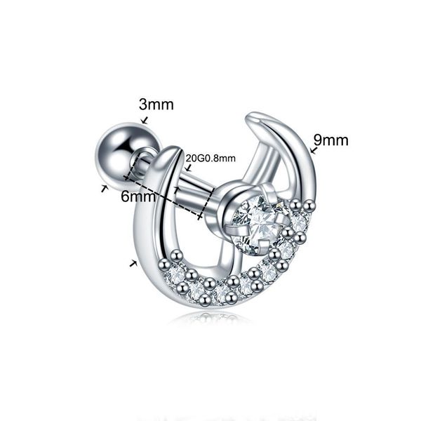

1pc prong setting cz gem ear helix tragus cartilage stud earrings internally thread labret monroe lip stud piercing jewelry q jllijf, Silver