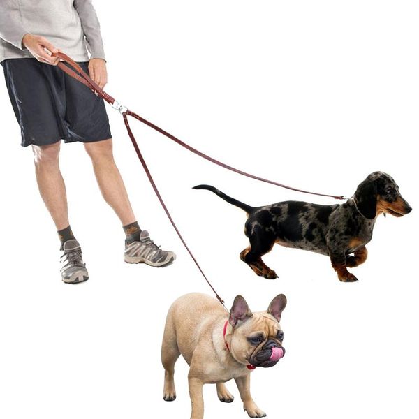 

double dog leash genuine leather dual dog leash 360 swivel no tangle walking & training leash for two dogs sof bbycmh