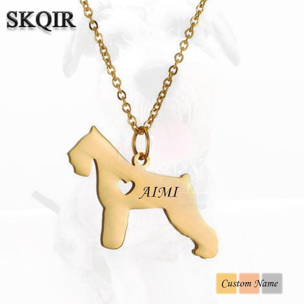 

пользовательские подвеска имя симпатичные шнауцеры ожерелье подарки pet рождество собака гравировка животных цепи ожерелья ювелирных изделий, Black