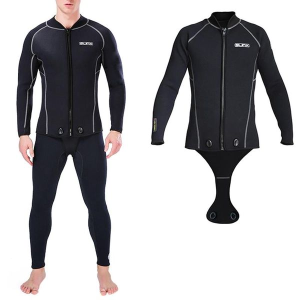 

slinx 1703 3mm neoprene super elastic warm crotch diving long-sleeved jacket for men size l, White;black