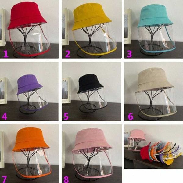 

colors kids transparent protective ball 8 caps anti-saliva big brim hats summer visor fisherman cap face mask hat hh9-2981 y2sf#