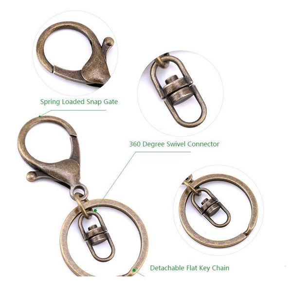 

10pcs lobster clasps hooks key chains car key rings round split key chain diy bag pendant chain jewelry making supp qylcyx, Slivery;golden