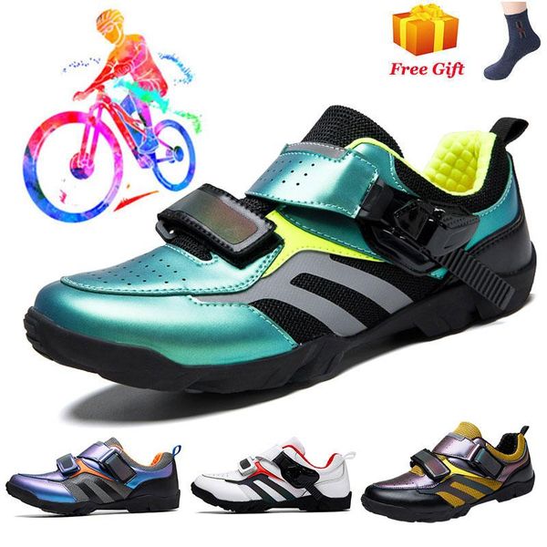 

cycling footwear 2021 lock-rubber sole shoes mtb road bike sneakers unlocked spin, Black