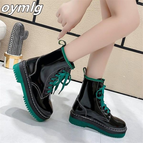 

women's fashion ankle boots autumn winter waterproof shoes woman rubber lace up thick bottom ankle boots size 34-39, Black
