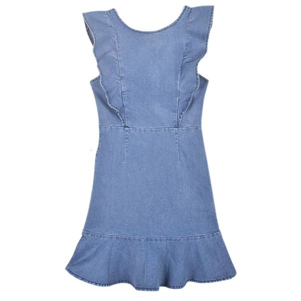 

2021 new fashions will see personality plied short sleeve around neck high waist tight elastic panel denim female dress 2krt, Black;gray