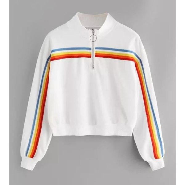 

colorful webbing casual sweatshirt, Black