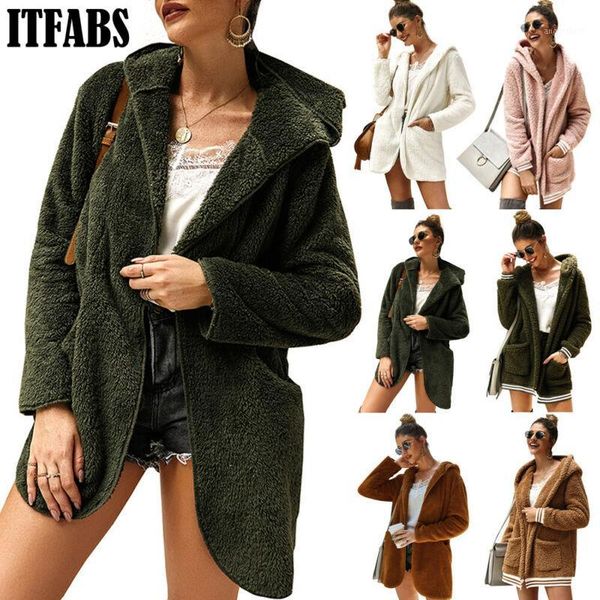 

women's jacket ladies winter warm coat faux fur coats long sleeve fluffy jacket coat /by1, Black;brown