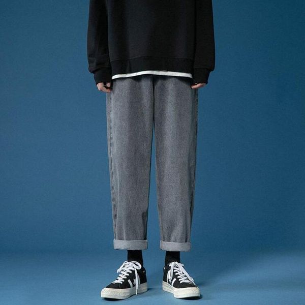

men's jeans korean straight casual retro wide-leg men streetwear wild autumn loose hip-hop denim trousers mens s-2xl, Blue