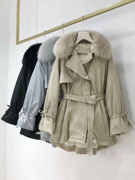 

2020 new women winter oversize jackets thick warm casual fur hooded white duck down coats ladies snow wear mid-long parkass381, Black