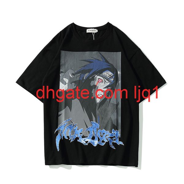 

naruto short sleeve t-shirt men's summer yuansuchao bf style cartoon printing guochao half sleeve top, White;black