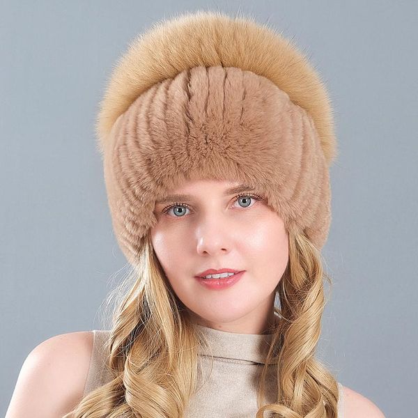 

russia new style women real genuine fur beanies hat girls natural real rex fur skullies cap knit winter hats, Blue;gray
