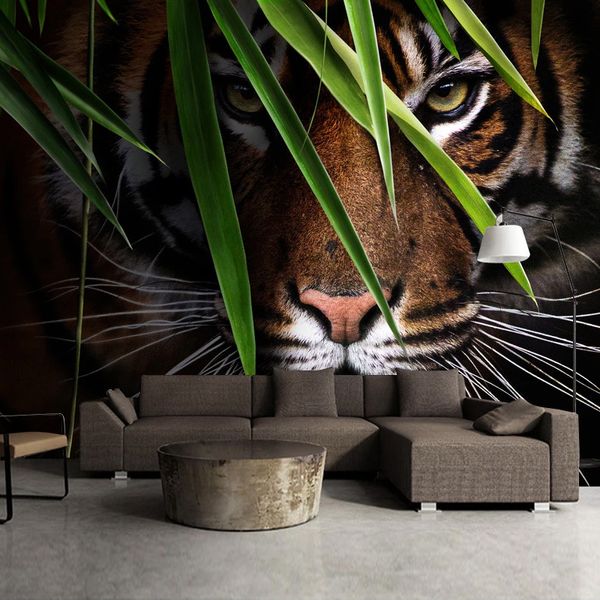 Foto feita sob encomenda 3D Wallpaper Tiger Poster pintura de parede Sala de Entrada Quarto de fundo Animal Art Mural Covering