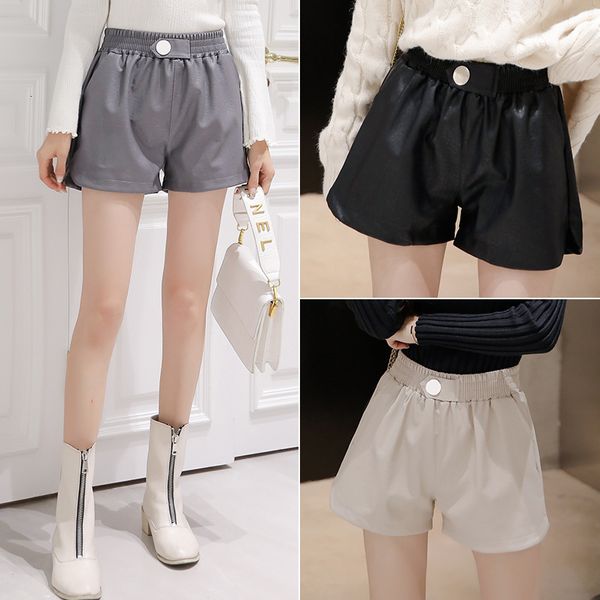 

new high waist leather shorts for women in autumn 2019, White;black
