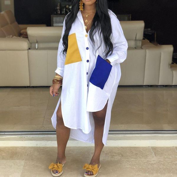 

causal women long shirts 2020 autumn long sleeve dress daily date split blouse female summer drop shipping, Black;gray