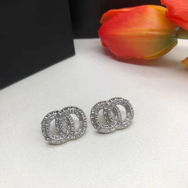 orecchini firmati di marca di moda da donna orecchini di diamanti pieni di lusso delicato aretes orecchini per gioielli di fidanzamento per feste da donna di alta qualità con scatola