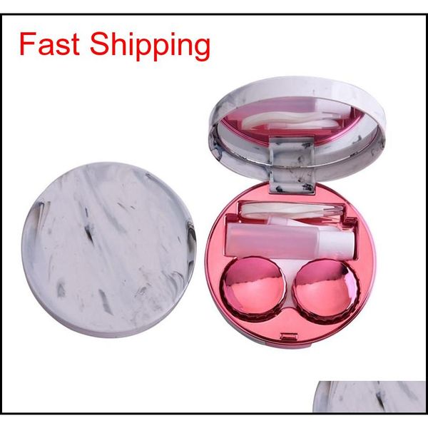 

cute marble stripe contact lens case travel glasses lenses box for eyes care kit holder container sup qyluaj bdefashion, Silver
