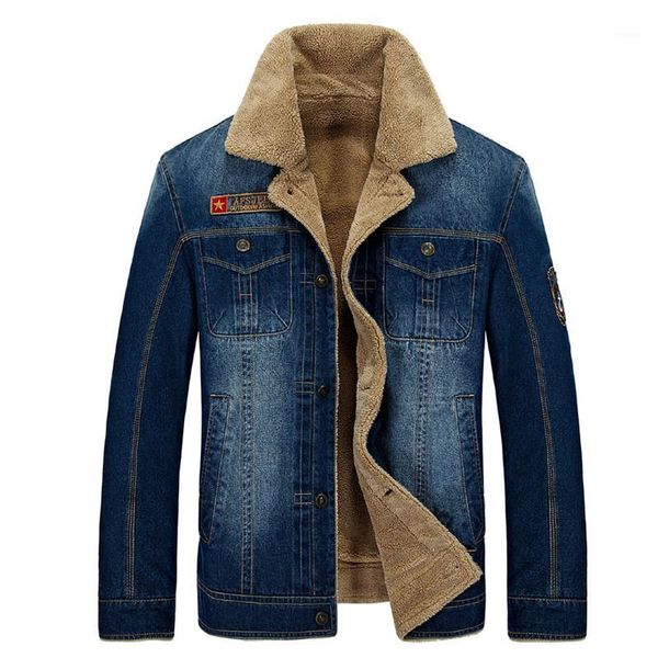 

nianjeep jackets denim warm fleece winter men warm coats fashion men jackets downs casual thick outwear plus size xxxl 4xl1, Black;brown