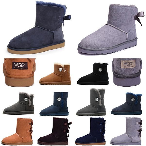 

new wgg classic ankle boots luxury designer women boots black chestnut grey navy blue red