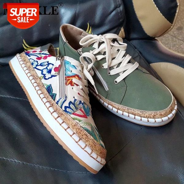 

mcckle women lace up zipper flower flat shoes ladies sewing solid fashion pu leather shoe women casual female vulcanized shoes #1q9y