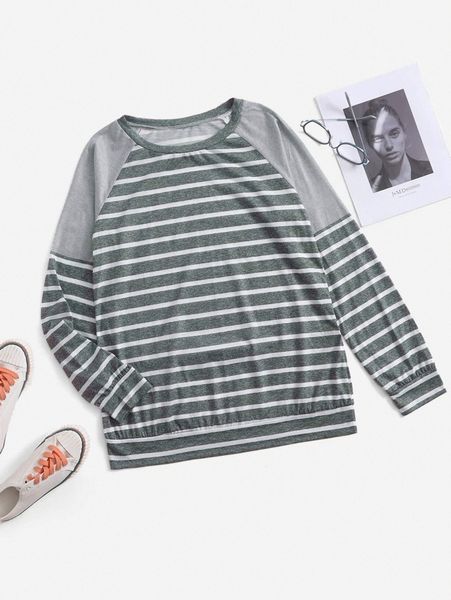 

emery rose striped print raglan sleeve sweatshirt a360#, White;black