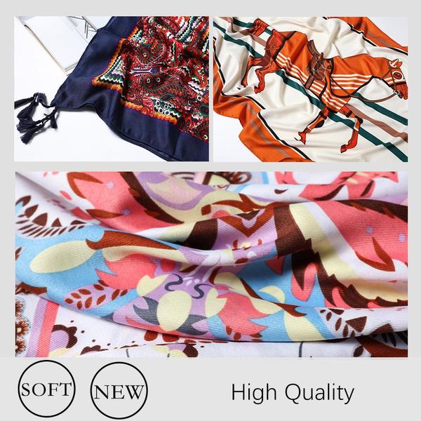 

ethnic style scarf women vintage print shawl wrap large size pashmina foulard bandana spring summer beach cover up gift for girl jllevm, Blue;gray