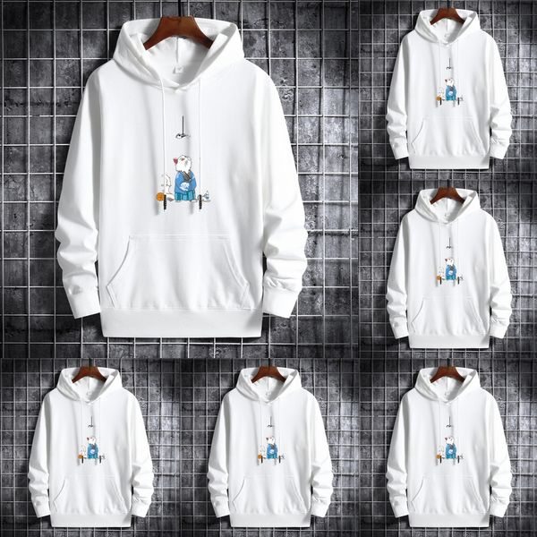 

autumn sweater men's loose printed hooded korean youth pullover pullover pullovercoat pulloverfashion trend casual hip hop sports coat, Black
